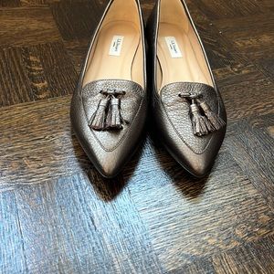 LK Bennett flats in silver with pointed toe size 39.5